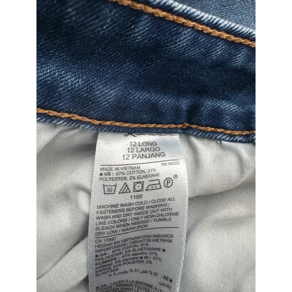 Old Navy Pop Icon Skinny Jeans Ripped Distressed Denim Blue Wash Size 12 Long - Picture 4 of 5